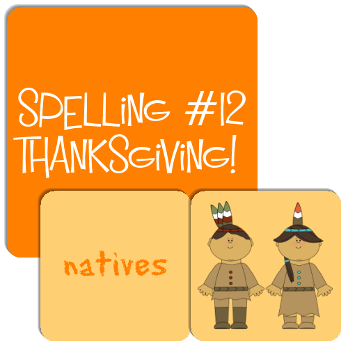 Spelling 12 Thanksgiving Match The Memory