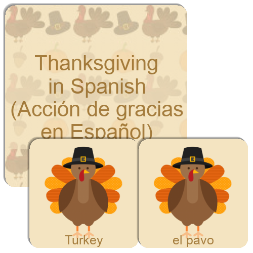 Thanksgiving in Spanish (Acción de gracias en Español) Match The Memory